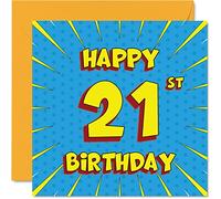 Fun 21st Birthday Cards for Men Woman - Comic Book - Happy Birthday Card for Sister Granddaughter Grandson Son Daughter Brother Uncle Nephew Niece, 145mm Greeting Cards, 21st Card