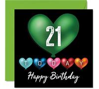 Fun 21st Birthday Cards for Men Woman, Heart Balloons