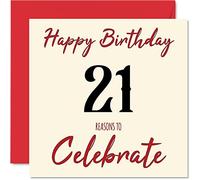 Fun 21st Birthday Cards for Men Woman - Reasons To - Happy Birthday Card for Son Daughter Brother Sister Grandson Granddaughter Niece Nephew Uncle, 145mm Greeting Cards, 21st Card