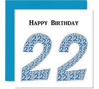 Fun 22nd Birthday Cards for Men - Shapecloud - Happy Birthday Card for Son Daughter Brother Sister Grandson Granddaughter Niece Nephew Uncle, 145mm Greeting Cards, Fun Card