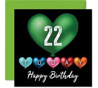 Fun 22nd Birthday Cards for Men Woman - Heart Balloons - Happy Birthday Card for Son Daughter Brother Sister Grandson Granddaughter Niece Nephew Uncle, 145mm Greeting Cards