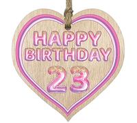 Fun 23rd Birthday Gift For Men Woman Wooden Heart Plaques, Glitter Age 23