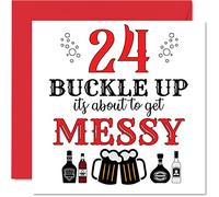 Fun 24th Birthday Cards for Men Woman, Buckle Up