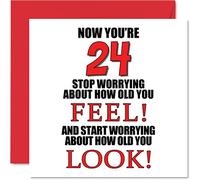 Fun 24th Birthday Cards for Men Woman - How old You Look - Happy Birthday Card for Son Daughter Brother Sister Uncle Auntie Niece Nephew Cousin, 145mm Greeting Cards
