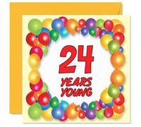Fun 24th Birthday Cards for Men Woman - Years Young - Happy Birthday Card for Son Niece Brother Sister Cousin Auntie Daughter Nephew Uncle, 145mm Greeting Cards, 24th Card