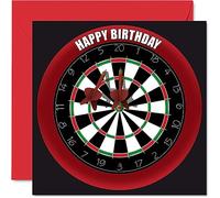 Fun 25th Birthday Cards for Men Woman - Dart Board - Happy Birthday Card for Son Daughter Brother Sister Uncle Auntie Niece Nephew Cousin, 145mm Sports Darts Bday Greeting Cards