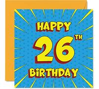 Fun 26th Birthday Cards for Men Woman - Comic Book - Happy Birthday Card for Sister Auntie Uncle Son Daughter Brother Cousin Nephew Niece, 145mm Greeting Cards, 26th Card