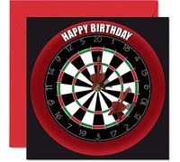 Fun 26th Birthday Cards for Men Woman - Dart Board - Happy Birthday Card for Son Daughter Brother Sister Uncle Auntie Niece Nephew Cousin, 145mm Sports Darts Bday Greeting Cards