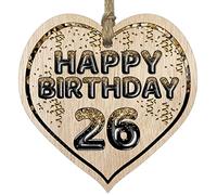 Fun 26th Birthday Gift For Men Woman Wooden Heart Plaques, Foil Age