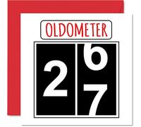 Fun 27th Birthday Cards for Men Woman - Oldometer - Happy Birthday Card for Son Daughter Brother Sister Uncle Auntie Niece Nephew Cousin, 145mm Greeting Cards, 27th Card