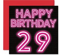 Fun 29th Birthday Cards for Men Woman, Neon Glow