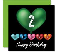 Fun 2nd Birthday Cards for Boys Girls - Heart Balloons - Happy Birthday Card for Son Daughter Brother Sister Grandson Granddaughter Niece Nephew Cousin, 145mm Greeting Cards
