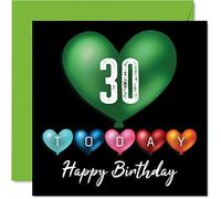 Fun 30th Birthday Cards for Men Woman - Heart Balloons - Happy Birthday Card for Dad Mum Son Daughter Brother Sister Uncle Auntie Cousin, 145mm Greeting Cards