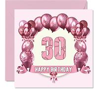 Fun 30th Birthday Cards for Woman - Birthday Balloons - Card for Dad Mum Son Daughter Brother Sister Uncle Auntie Cousin, 145mm Greeting Cards, 30th Card