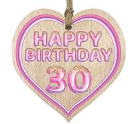 Fun 30th Birthday Gift For Men Woman Wooden Heart Plaques, Glitter Age 30