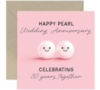 Fun 30th Wedding Anniversary Card, Pearl Anniversary Design for Couple - Square Card, Blank Inside With Envelope