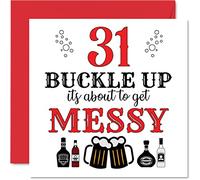 Fun 31st Birthday Cards for Men Woman - Buckle Up - Happy Birthday Card for Dad Mum Son Daughter Brother Sister Uncle Auntie Cousin, 145mm Greeting Cards, Joke Card