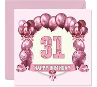 Fun 31st Birthday Cards for Woman - Birthday Balloons - Card for Dad Mum Son Daughter Brother Sister Uncle Auntie Cousin, 145mm Greeting Cards, 31st Card