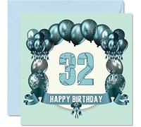 Fun 32nd Birthday Cards for Men, Birthday Balloons