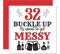 Fun 32nd Birthday Cards for Men Woman, Buckle Up