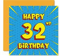 Fun 32nd Birthday Cards for Men Woman, Comic Book