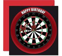 Fun 32nd Birthday Cards for Men Woman - Dart Board - Happy Birthday Card for Dad Mum Son Daughter Brother Sister Uncle Auntie Cousin, 145mm Sports Darts Bday Greeting Cards