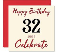 Fun 32nd Birthday Cards for Men Woman, Reasons To