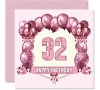 Fun 32nd Birthday Cards for Woman, Birthday Balloons