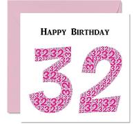 Fun 32nd Birthday Cards for Woman - Shapecloud - Happy Birthday Card for Dad Mum Son Daughter Brother Sister Uncle Auntie Cousin, 145mm Greeting Cards, Fun Card