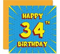 Fun 34th Birthday Cards for Men Woman, Comic Book