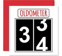 Fun 34th Birthday Cards for Men Woman - Oldometer - Happy Birthday Card for Dad Mum Son Daughter Brother Sister Uncle Auntie Cousin, 145mm Greeting Cards, 34th Card