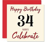 Fun 34th Birthday Cards for Men Woman, Reasons To