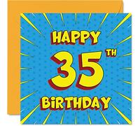 Fun 35th Birthday Cards for Men Woman - Comic Book - Happy Birthday Card for Daughter Sister Brother Dad Mum Son Cousin Auntie Uncle, 145mm Greeting Cards, 35th Card