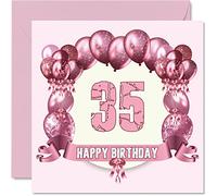 Fun 35th Birthday Cards for Woman - Birthday Balloons - Card for Dad Mum Son Daughter Brother Sister Uncle Auntie Cousin, 145mm Greeting Cards, 35th Card