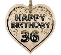 Fun 36th Birthday Gift For Men Woman Wooden Heart Plaques, Foil Age