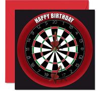 Fun 37th Birthday Cards for Men Woman - Dart Board - Happy Birthday Card for Dad Mum Son Daughter Brother Sister Uncle Auntie Cousin, 145mm Sports Darts Bday Greeting Cards
