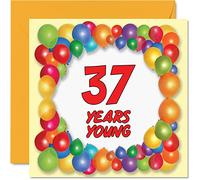 Fun 37th Birthday Cards for Men Woman - Years Young - Happy Birthday Card for Dad Uncle Son Daughter Cousin Sister Mum Auntie Brother, 145mm Greeting Cards, 37th Card