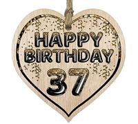 Fun 37th Birthday Gift For Men Woman Wooden Heart Plaques, Foil Age
