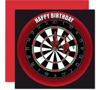 Fun 38th Birthday Cards for Men Woman - Dart Board - Happy Birthday Card for Dad Mum Son Daughter Brother Sister Uncle Auntie Cousin, 145mm Sports Darts Bday Greeting Cards