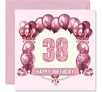 Fun 38th Birthday Cards for Woman - Birthday Balloons - Card for Dad Mum Son Daughter Brother Sister Uncle Auntie Cousin, 145mm Greeting Cards, 38th Card