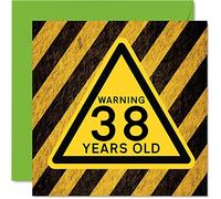 Fun 38th Birthday Cards for Women and Men, Warning