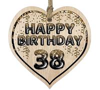Fun 38th Birthday Gift For Men Woman Wooden Heart Plaques, Foil Age