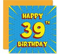 Fun 39th Birthday Cards for Men Woman - Comic Book - Happy Birthday Card for Daughter Sister Brother Dad Mum Son Cousin Auntie Uncle, 145mm Greeting Cards, 39th Card