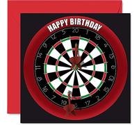 Fun 39th Birthday Cards for Men Woman - Dart Board - Happy Birthday Card for Dad Mum Son Daughter Brother Sister Uncle Auntie Cousin, 145mm Sports Darts Bday Greeting Cards
