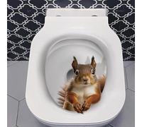 Fun 3D Cartoon Squirrel Toilet Decal - Waterproof Self-Adhesive Toilet Seat, Lid Decal Stickers
