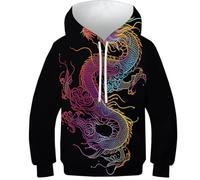 "Fun 3D Kids Hoodies Chinese Dragon - Vibrant Children's Pullover, Ideal for Boys'/Girls', Soft And Durable for Youth And Toddlers"