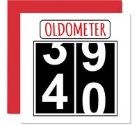 Fun 40th Birthday Cards for Men Woman - Oldometer - Happy Birthday Card for Dad Mum Brother Sister Grandad Nanny Grandma Uncle Auntie, 145mm Greeting Cards, 40th Card