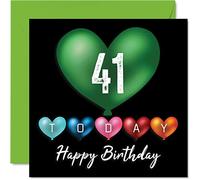 Fun 41st Birthday Cards for Men Woman - Heart Balloons - Happy Birthday Card for Dad Mum Brother Sister Grandad Nanny Grandma Uncle Auntie, 145mm Greeting Cards