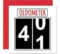 Fun 41st Birthday Cards for Men Woman - Oldometer - Happy Birthday Card for Dad Mum Brother Sister Grandad Nanny Grandma Uncle Auntie, 145mm Greeting Cards, 41st Card
