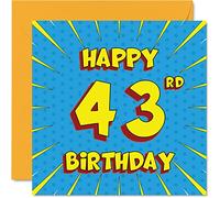 Fun 43rd Birthday Cards for Men Woman - Comic Book - Happy Birthday Card for Sister Nanny Grandad Dad Mum Brother Auntie Uncle Grandma, 145mm Greeting Cards, 43rd Card